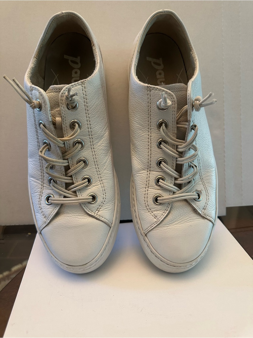 Pre-owned Paul Green Platform Sneaker Women White Leather Low-Top Sneakers Size - Picture 13 of 17